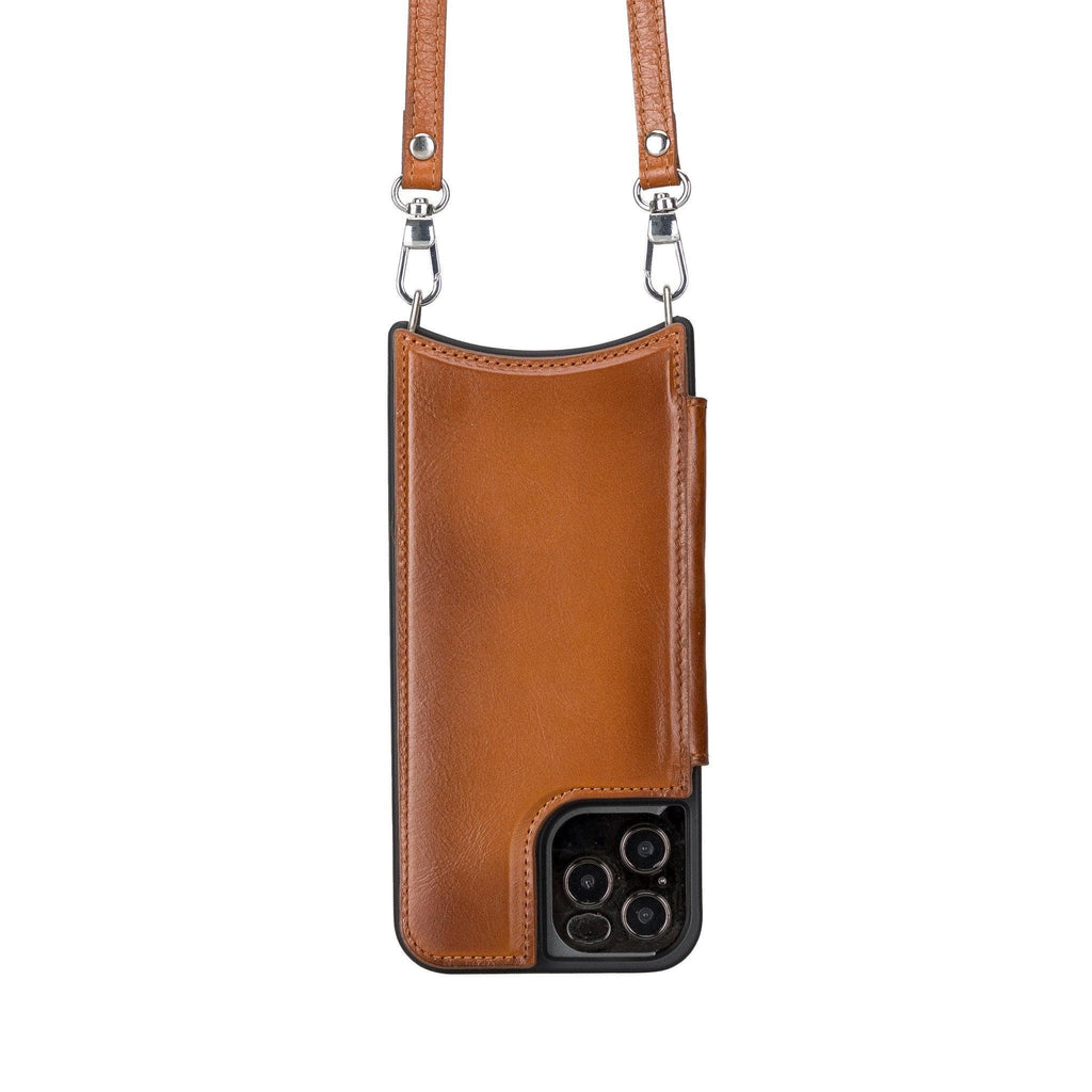iPhone 12 / 12 Pro Leather Wallet Case with Shoulder Strap – Saff