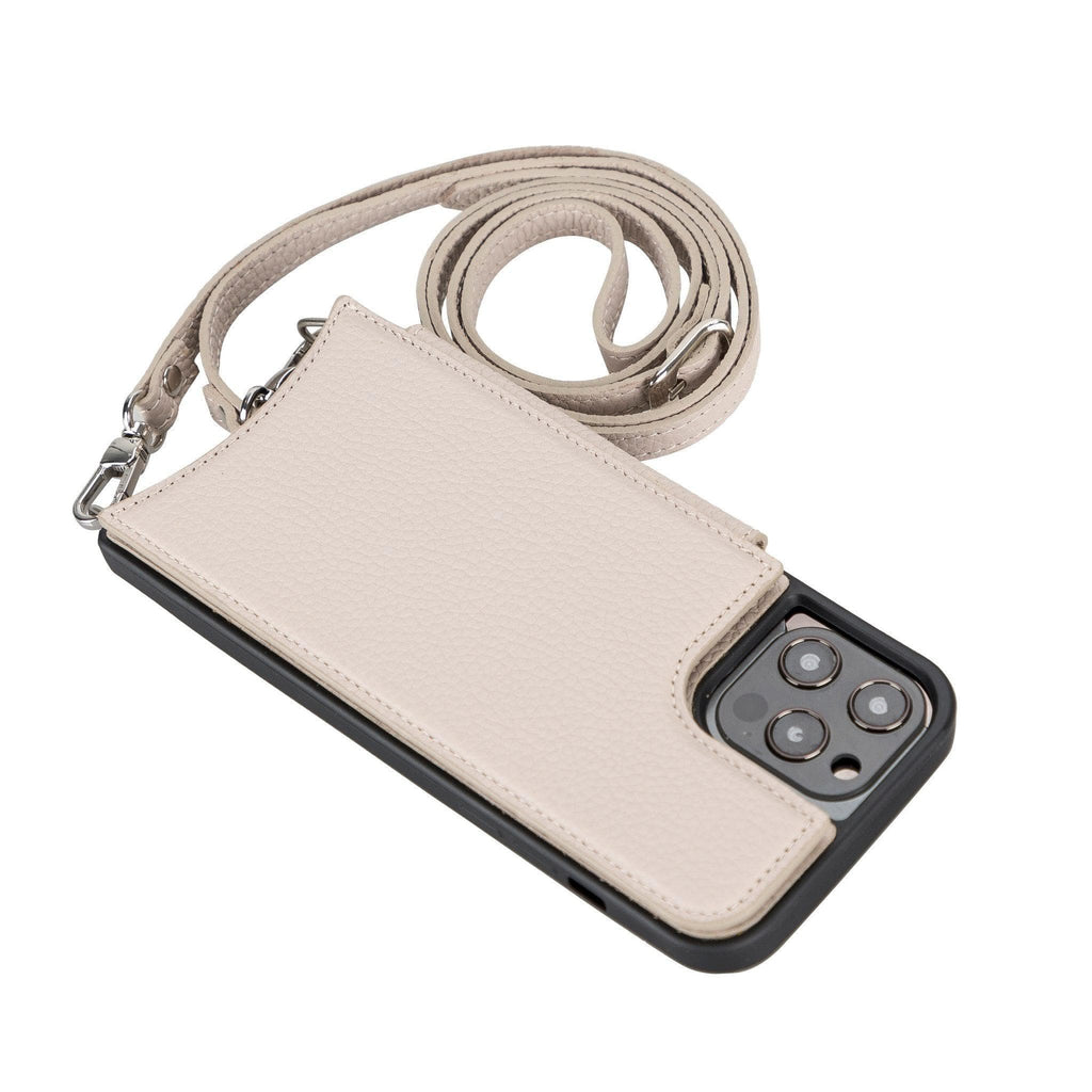 iPhone 12 / 12 Pro Leather Wallet Case with Shoulder Strap – Saff
