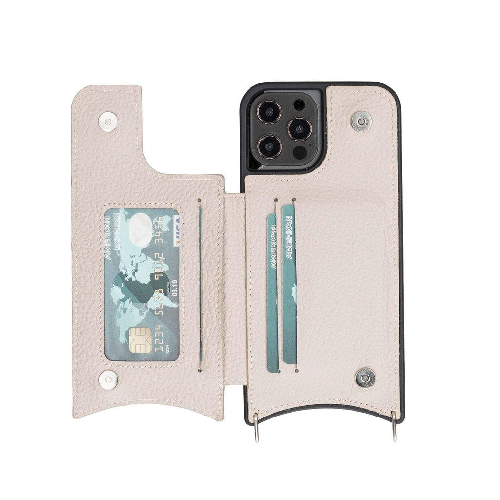 iPhone 12 / 12 Pro Leather Wallet Case with Shoulder Strap – Saff