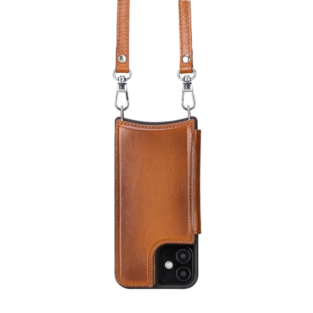 iPhone 12 / 12 Pro Leather Wallet Case with Shoulder Strap – Saff