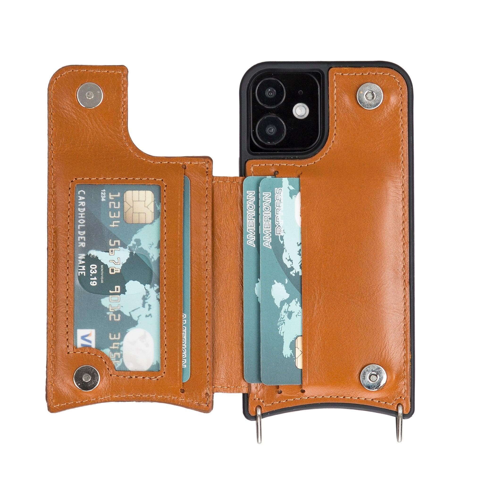iPhone 12 / 12 Pro Leather Wallet Case with Shoulder Strap – Saff