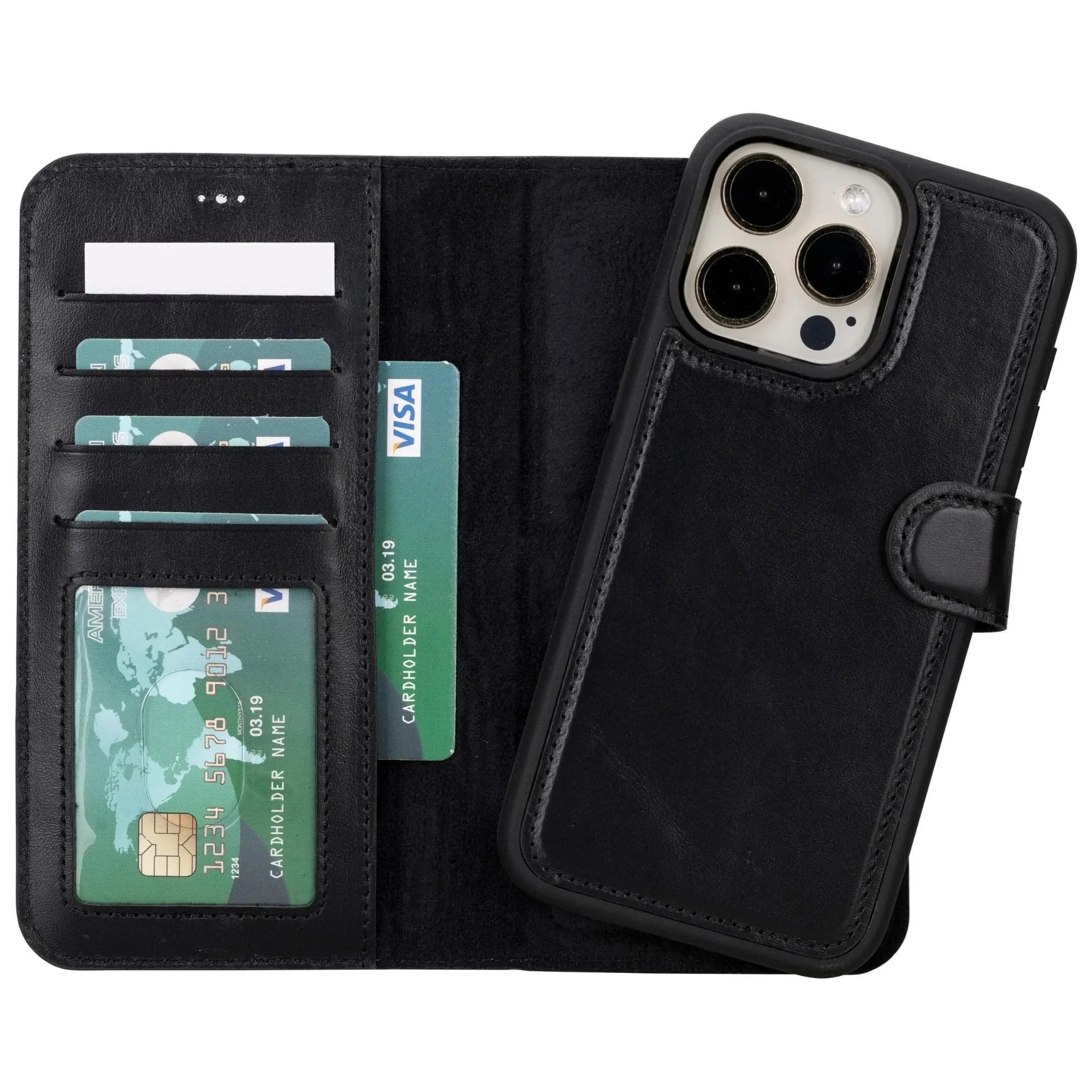 iPhone 15 Pro Max Leather Wallet Case Detachable RFID MagSafe – Magic Series