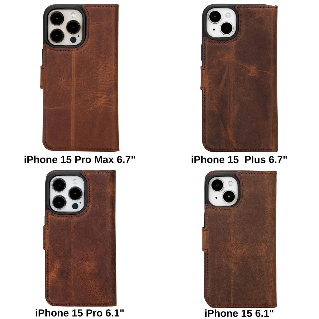 iPhone 15 Plus Leather Wallet Case Detachable RFID MagSafe – Magic Series