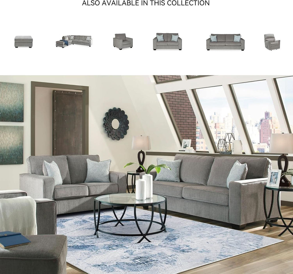 Queen Sofa Sleeper Light Gray Chenille Upholstered