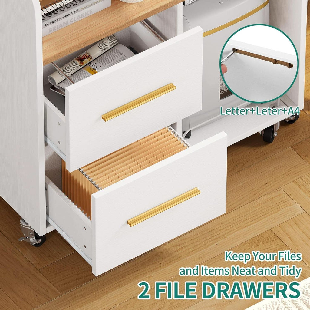 White File Cabinet With Charging Station Two Drawer Lateral File Cabinet