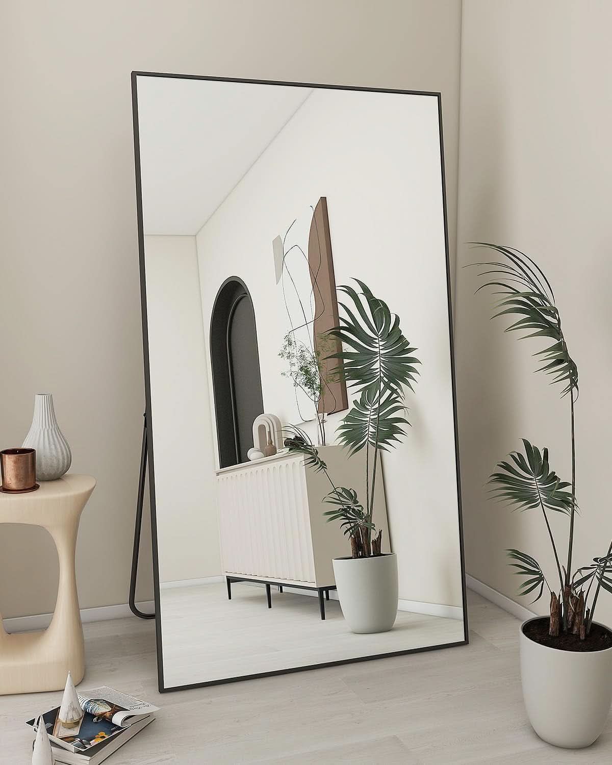 71x31 Inch Black Floor Mirror Full Length Standing