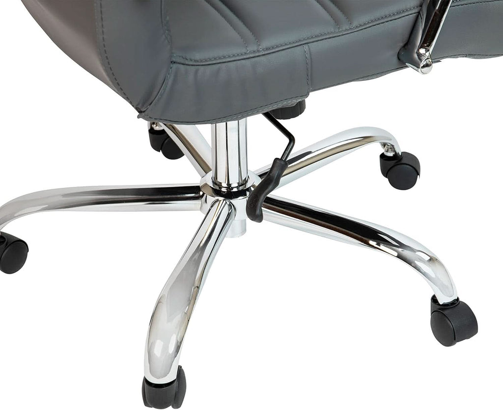 Whitney High Back Leather Office Chair With Adjustable Height Gray Chrome