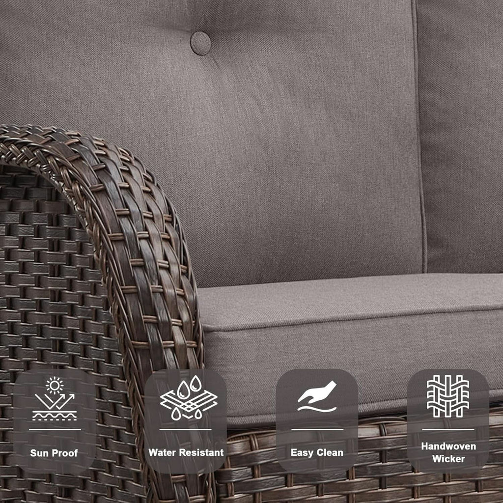 Six Piece Wicker Patio Set Brown With Swivel Chairs