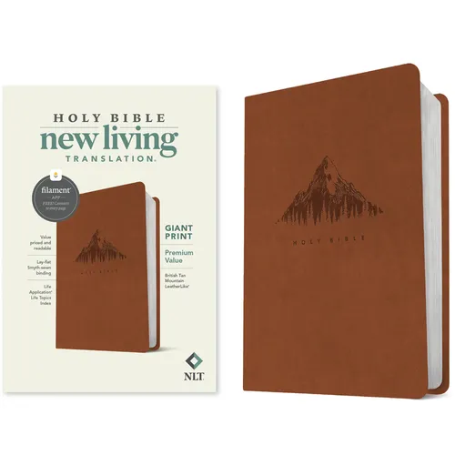 NLT Giant Print Premium Value Bible, Filament-Enabled Edition (Leatherlike, British Tan Mountain) - Imitation Leather