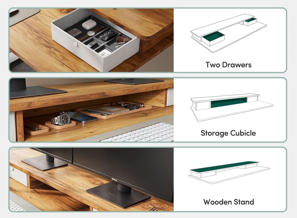 48 By 24 Inch Height Adjustable Electric Standing Desk With Double Drawers