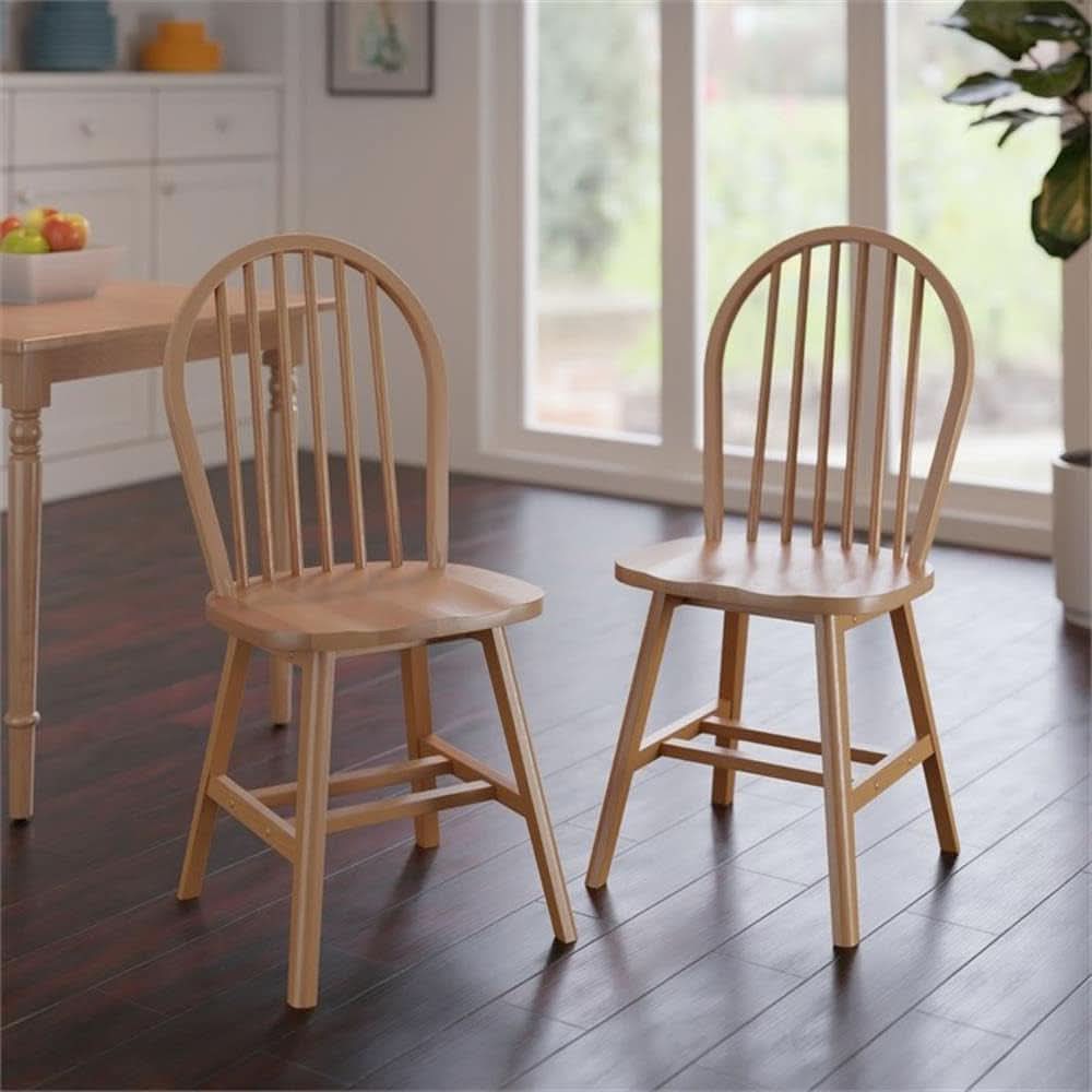 Windsor Two Piece Chair Set Solid Wood Natural Finish