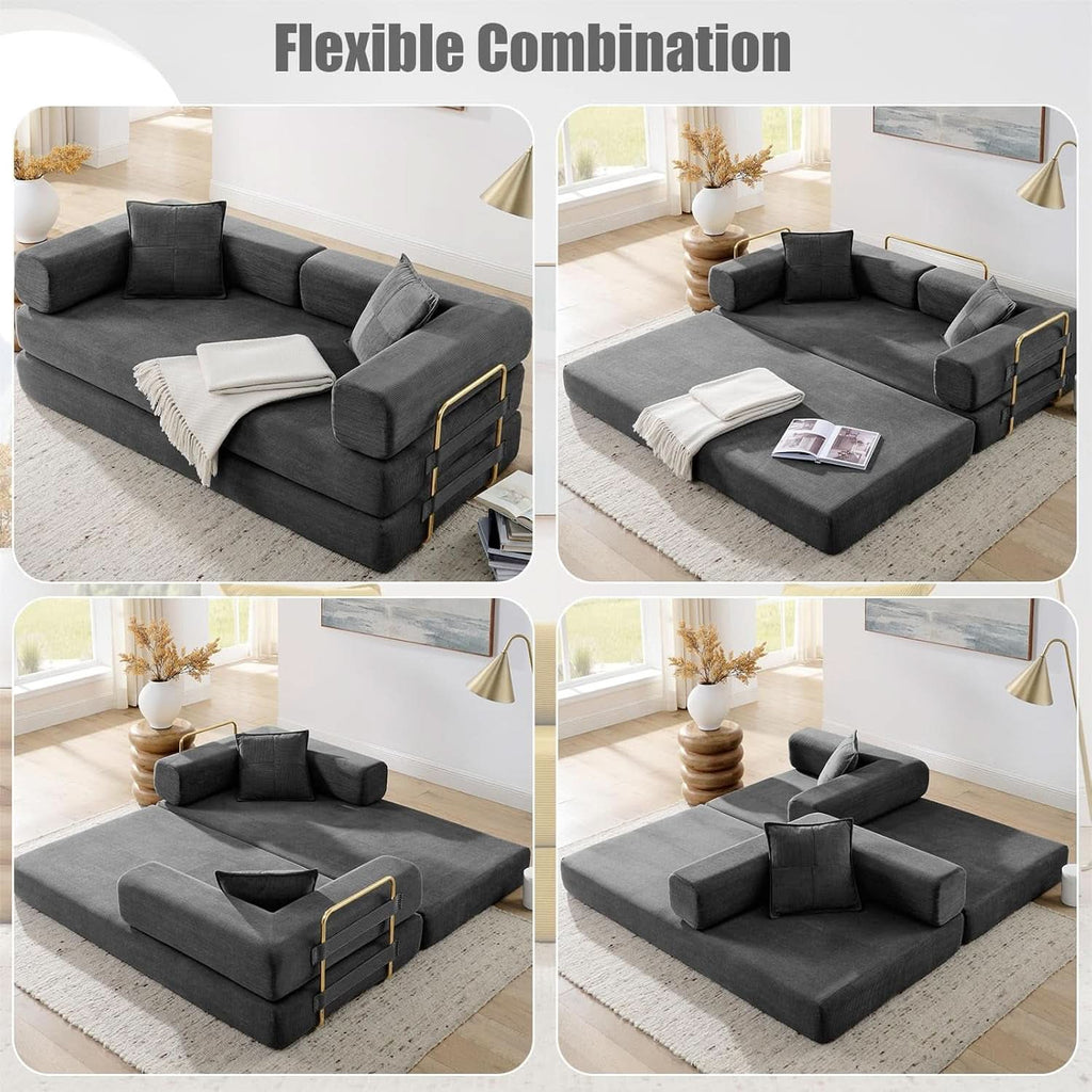 Convertible Sofa Bed with Adjustable Armrests and Comfort