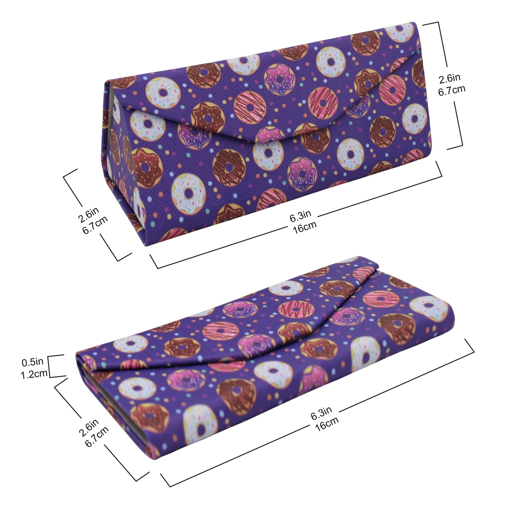 Donuts Print Glasses Case - Vegan Leather Magic Folding Hardcase