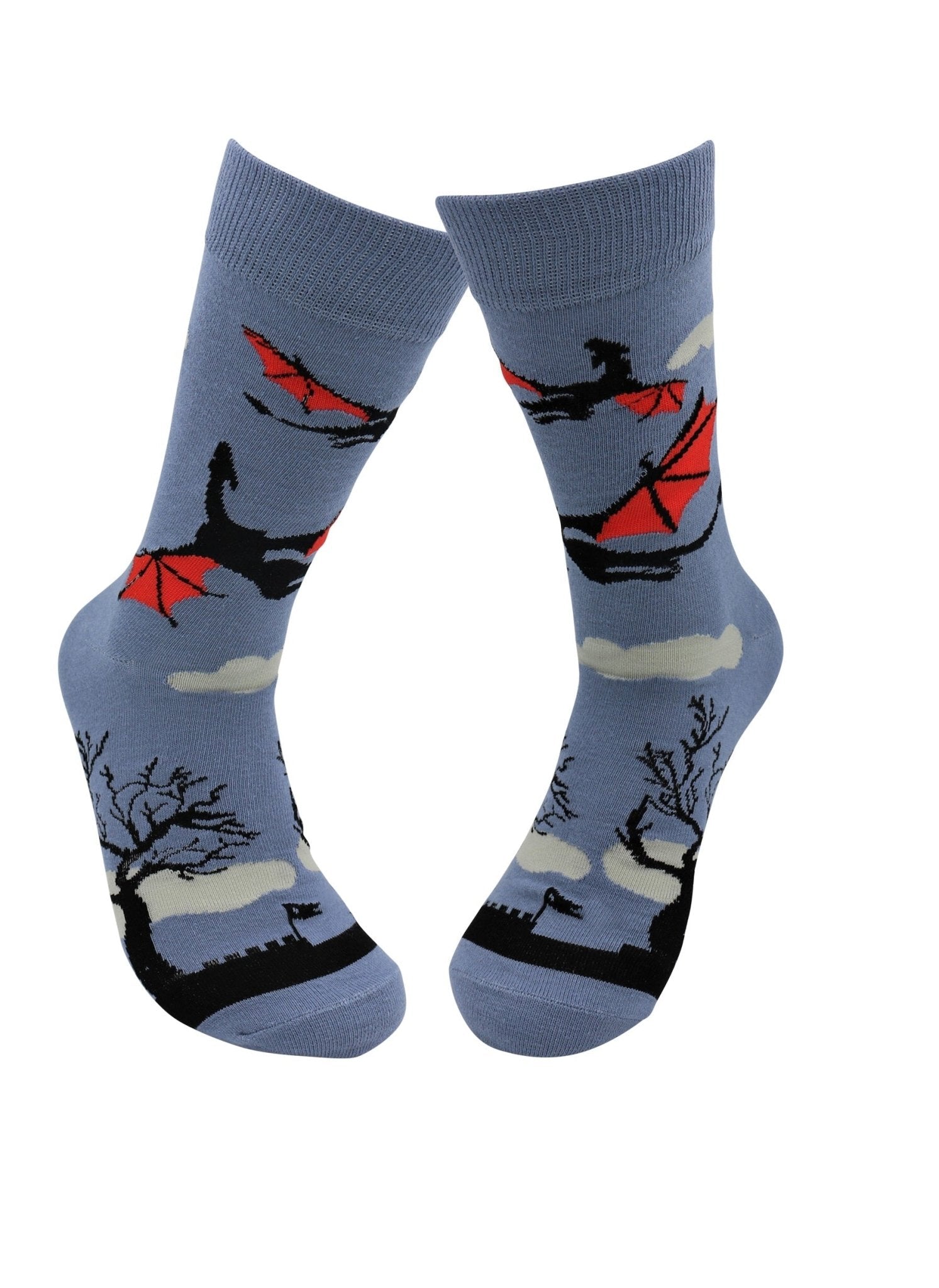 Grey Dragon Socks - Comfy Cotton Socks for Men & Women