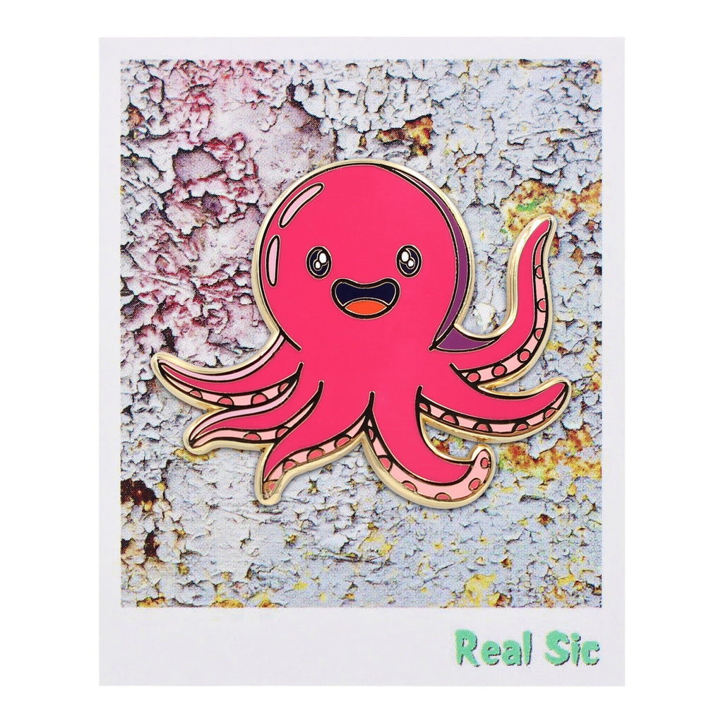 Cute Animal Enamel Pin Lapel Pins - Pink Octopus