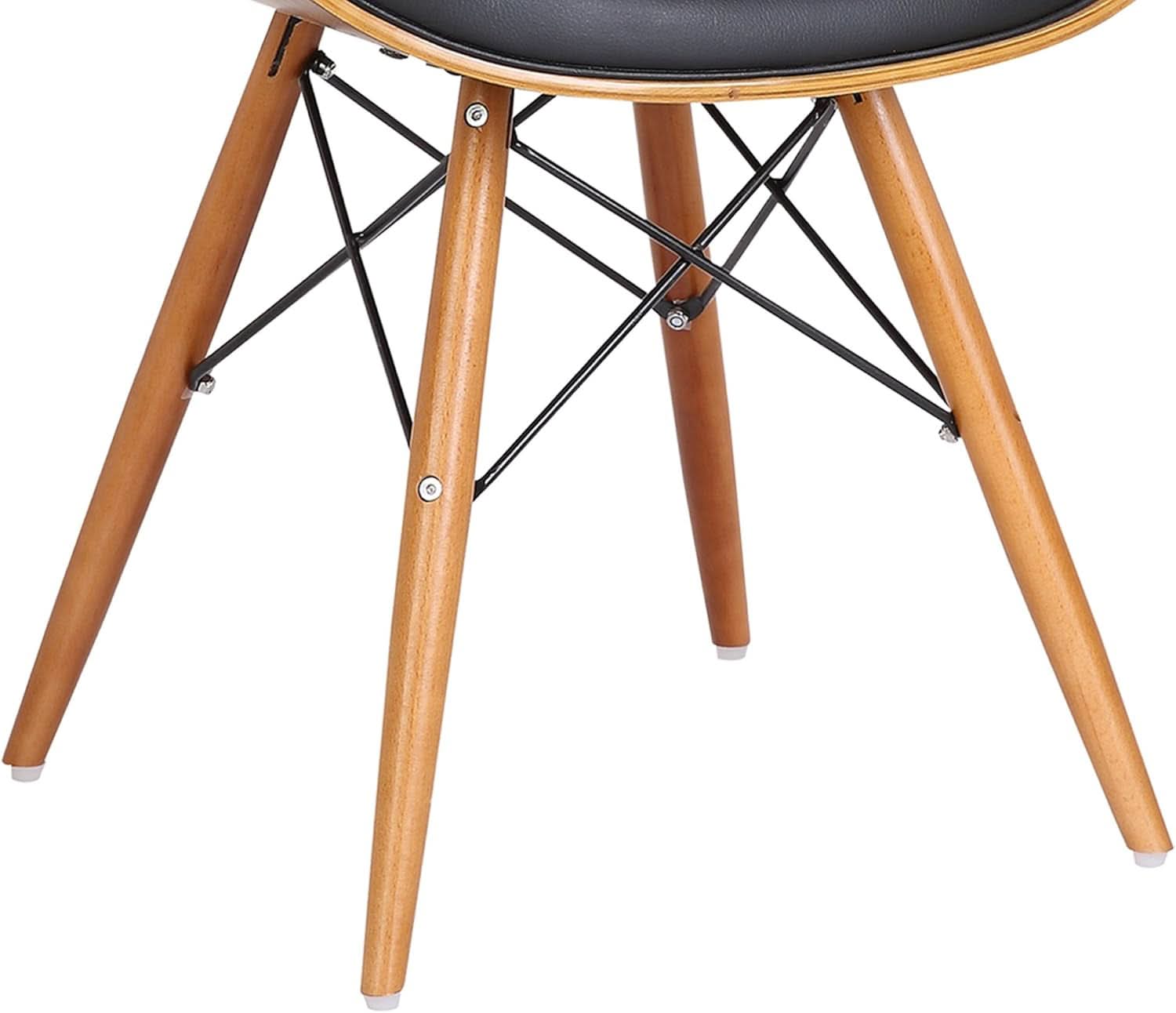 Cassie Dining Chair Black Faux Leather Walnut Wood