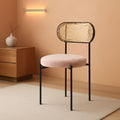 Pink Rattan Back Dining Chairs Set Of 4 Sherpa Cushions