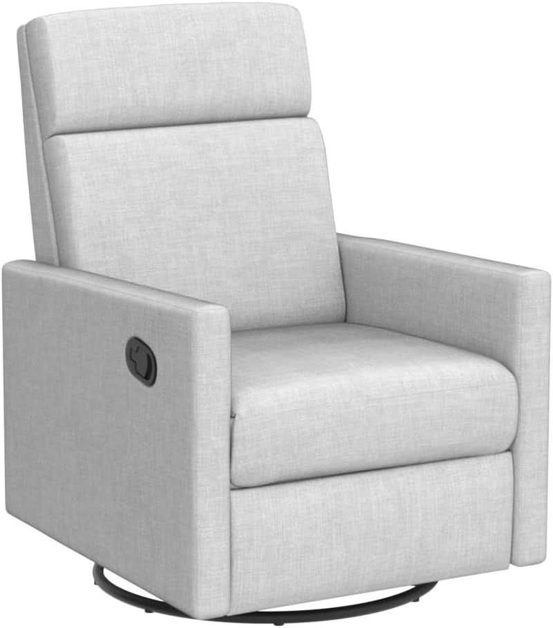 Gray Swivel Recliner Chair With Glider And Headrest