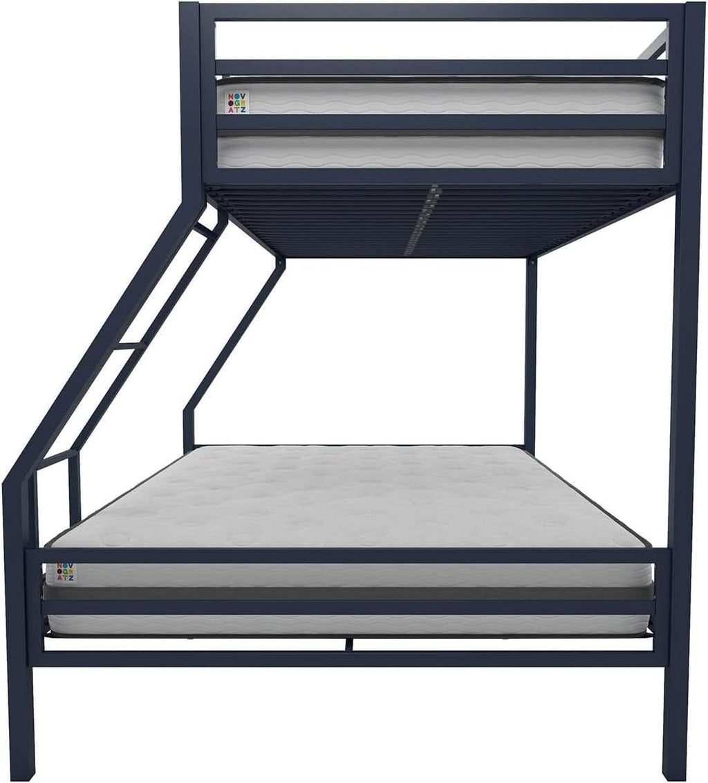 Maxwell Twin-Over-Full Metal Bunk Bed Navy Blue With Ladder
