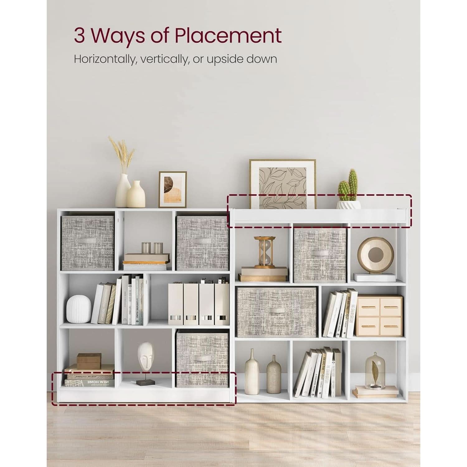 White Bookcase With 8 Open Compartments Freestanding Storage Shelf 11x35.4x39.4