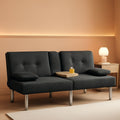 Dark Gray Convertible Sofa Bed With Cup Holders Premium