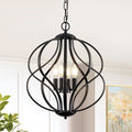 Black Four Light Geometric Pendant Chandelier Dining Room