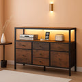 LED TV Stand With 7 Fabric Drawers And Charging Station