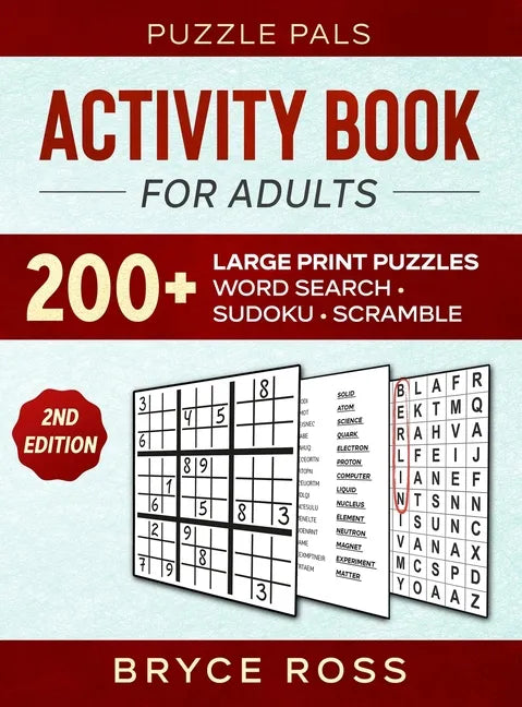 Activity Book For Adults: 200+ Large Print Sudoku, Word Search, and Word Scramble Puzzles - Hardcover