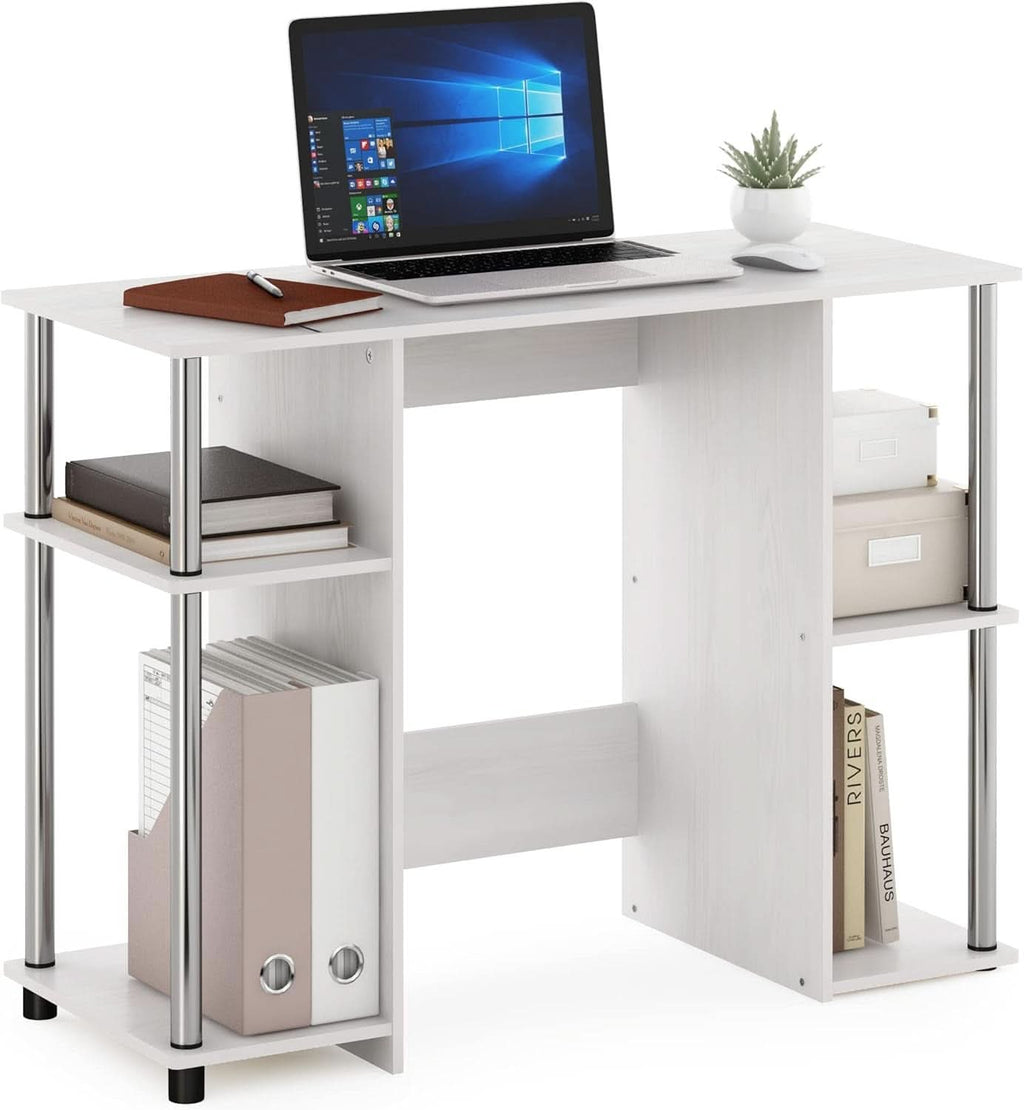 Jaya White Oak Computer Study Desk Stainless Steel Frame
