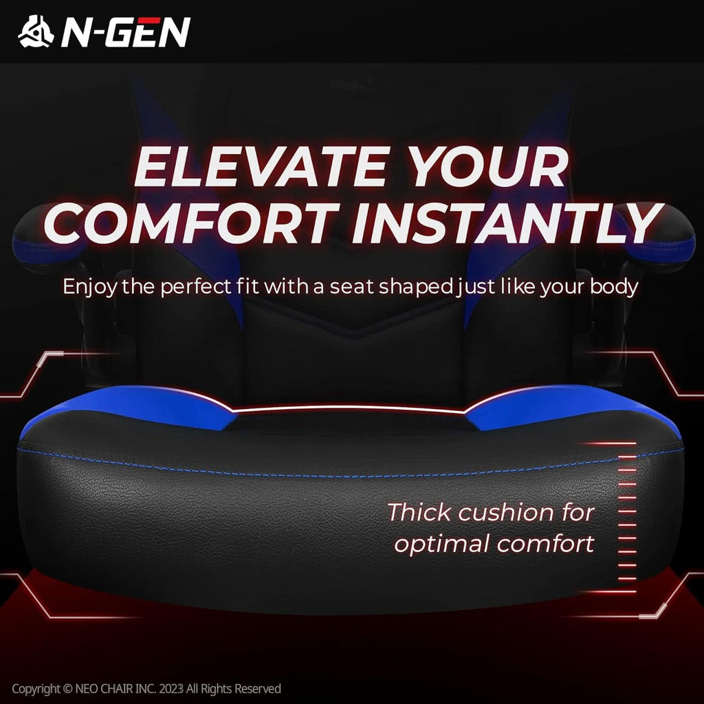 Blue Ergonomic Gaming Chair With Adjustable Height
