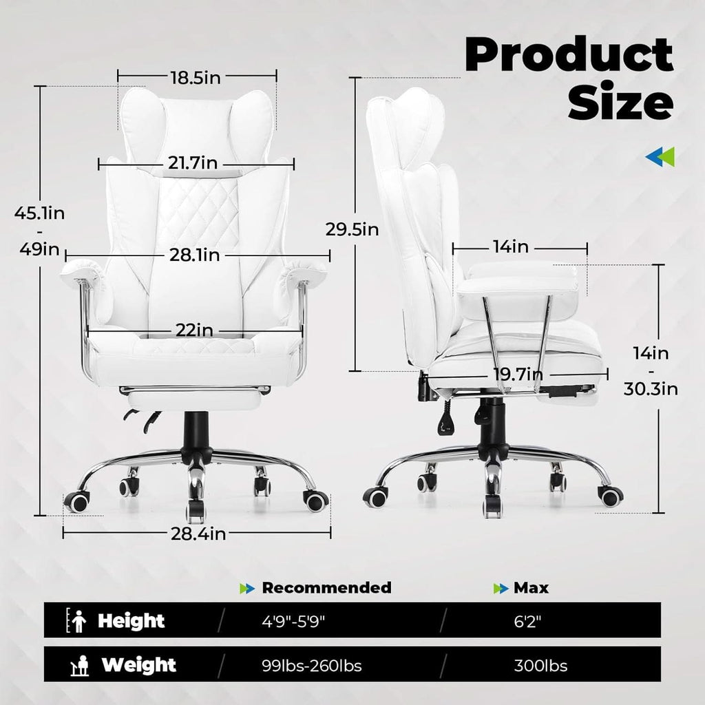 Big And Tall Gaming Chair With Lumbar Support And Footrest
