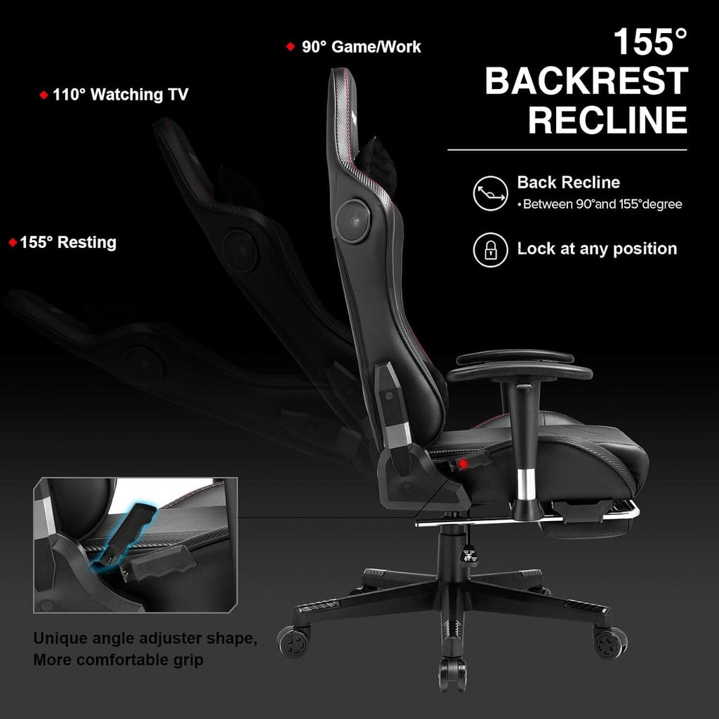 Gaming Chair With Footrest And Speakers Ergonomic Design