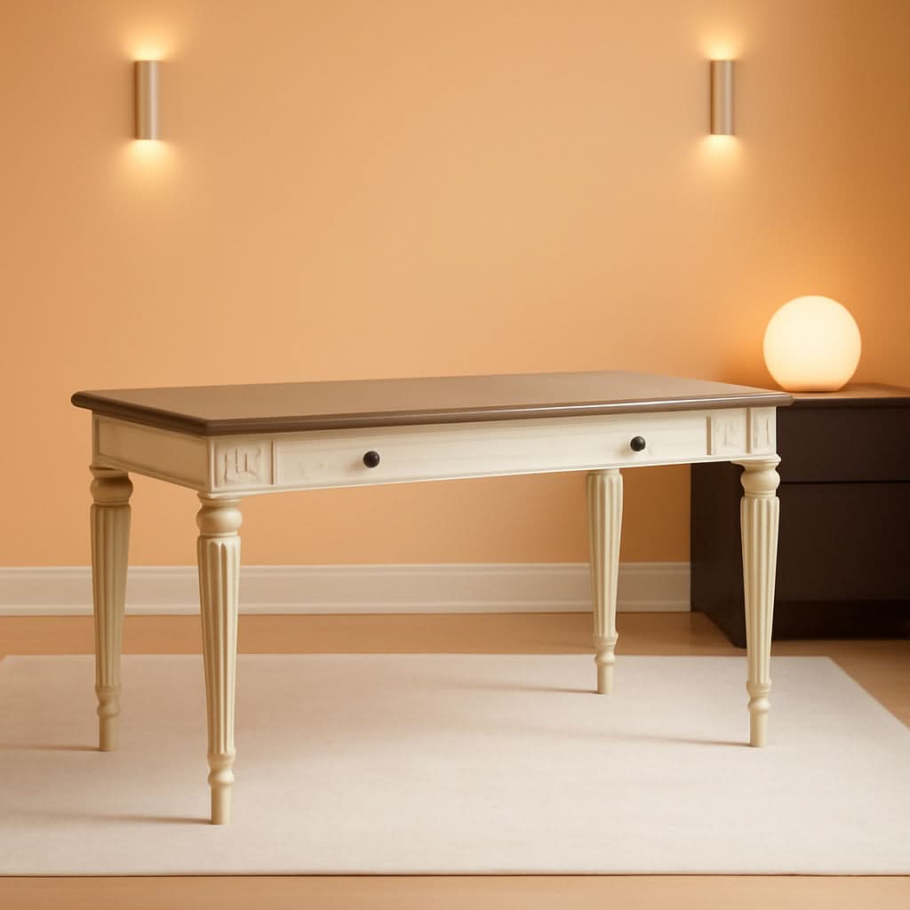 Realyn Farmhouse 60 Inch Home Office Desk With USB Charging Chipped White
