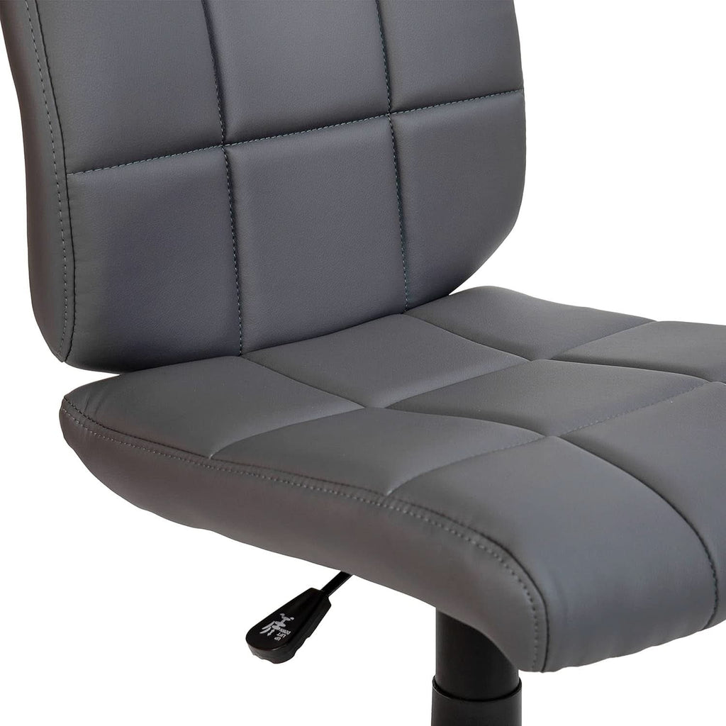 Clayton Mid Back Swivel Task Chair Gray Vinyl Upholstery