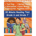 30 Minute Reading Test Grade 6 and Grade 7: Reading Comprehension for 6th and 7th Grade - Paperback