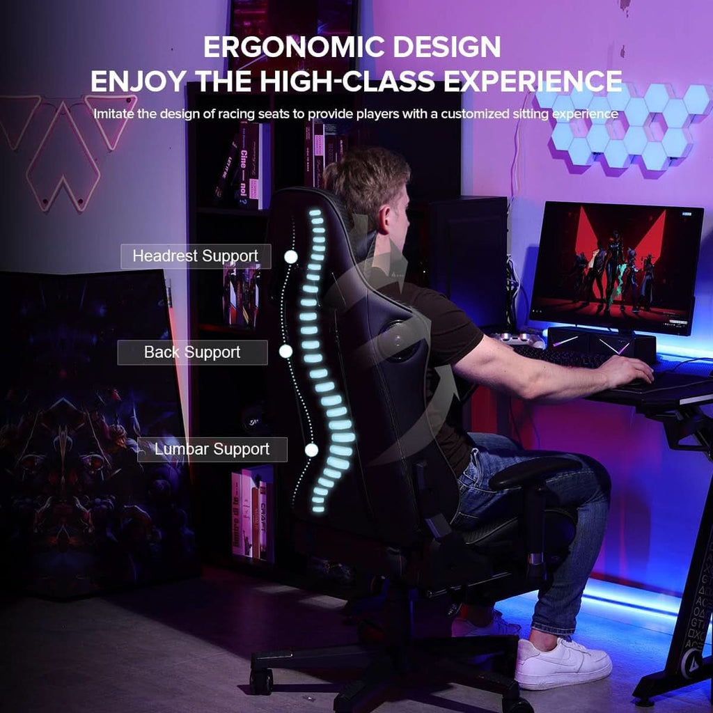 Gaming Chair With Footrest And Speakers Ergonomic Design