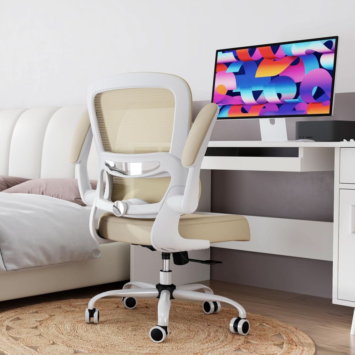 Ergonomic Office Chair With Mesh Back 330 Lb Capacity Beige