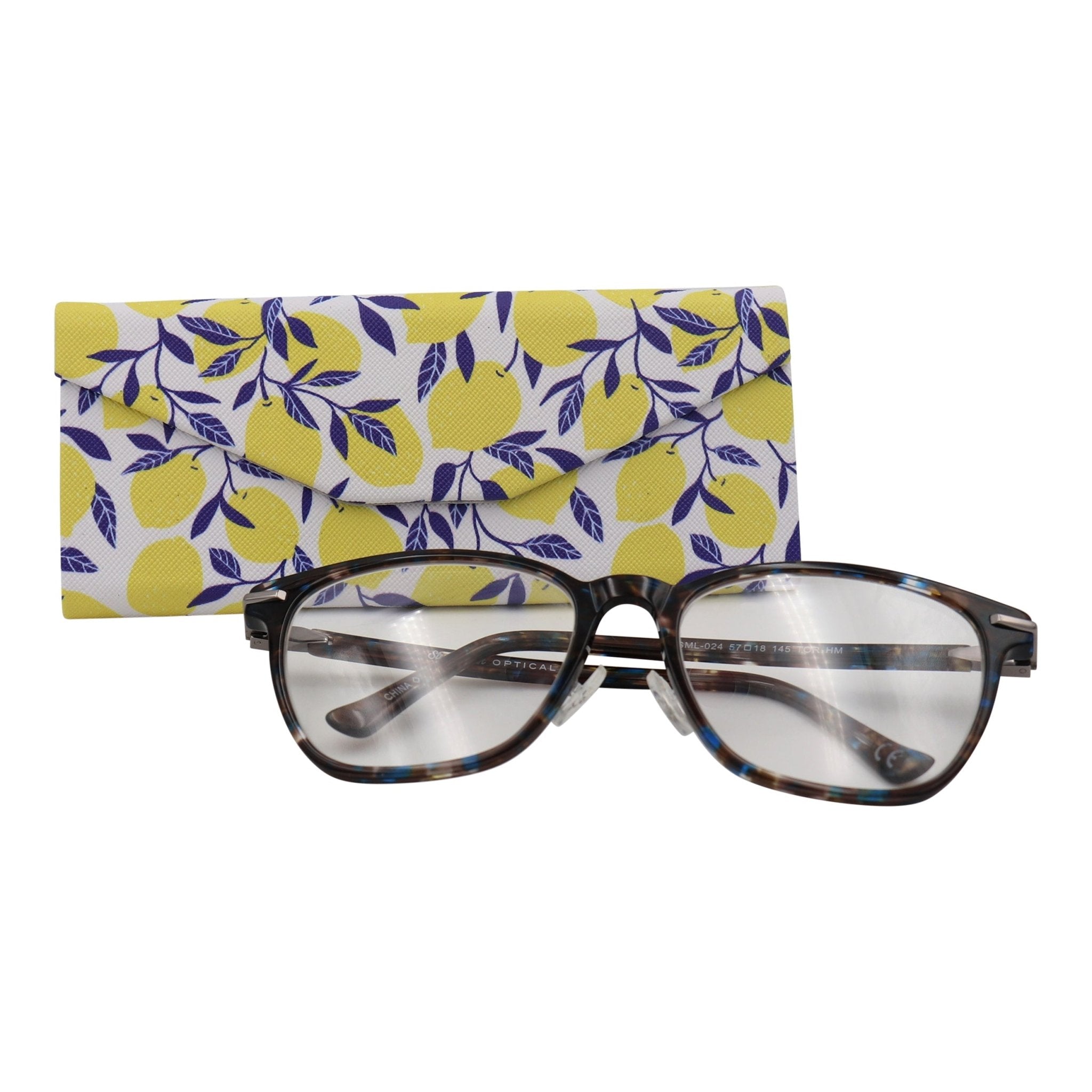 Lemon Print Glasses Case - Vegan Leather Magic Folding Hardcase