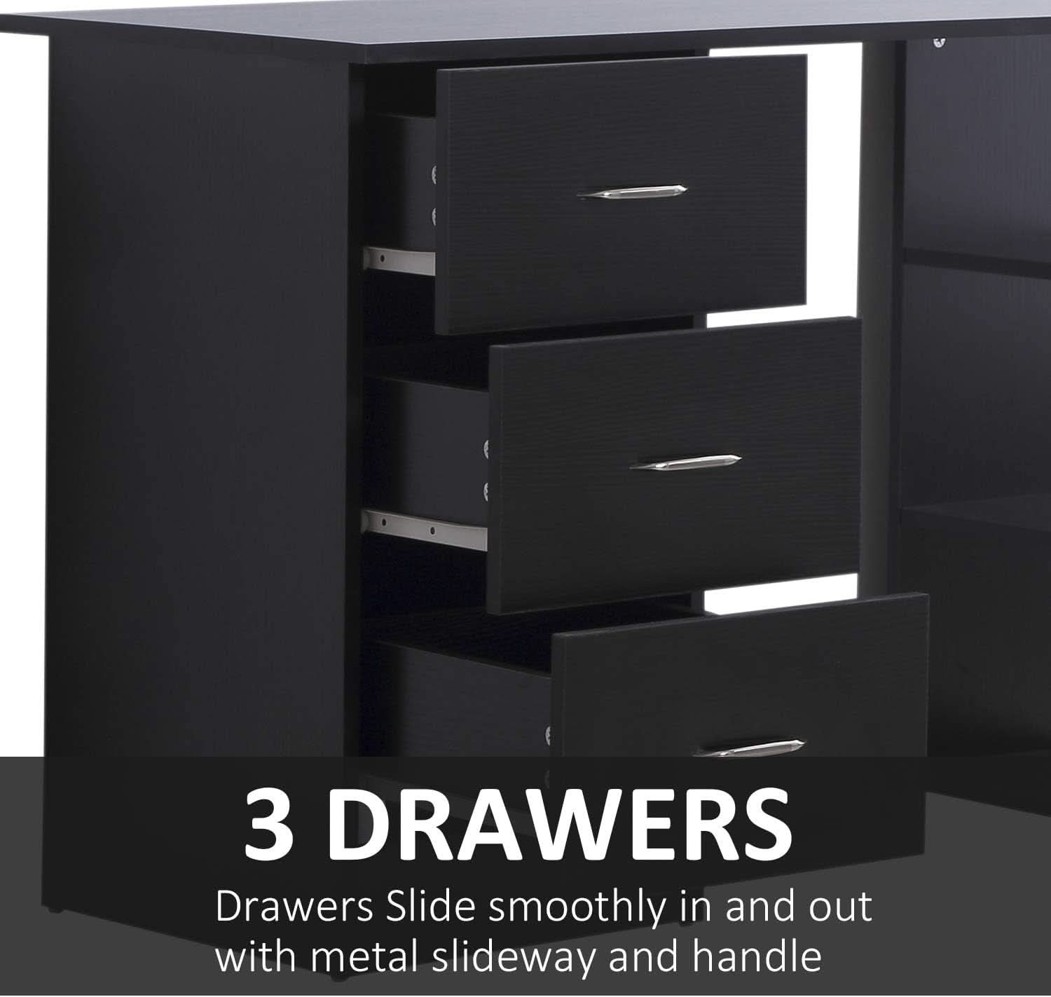 Modern 47 Inch Computer Desk With Storage Shelves