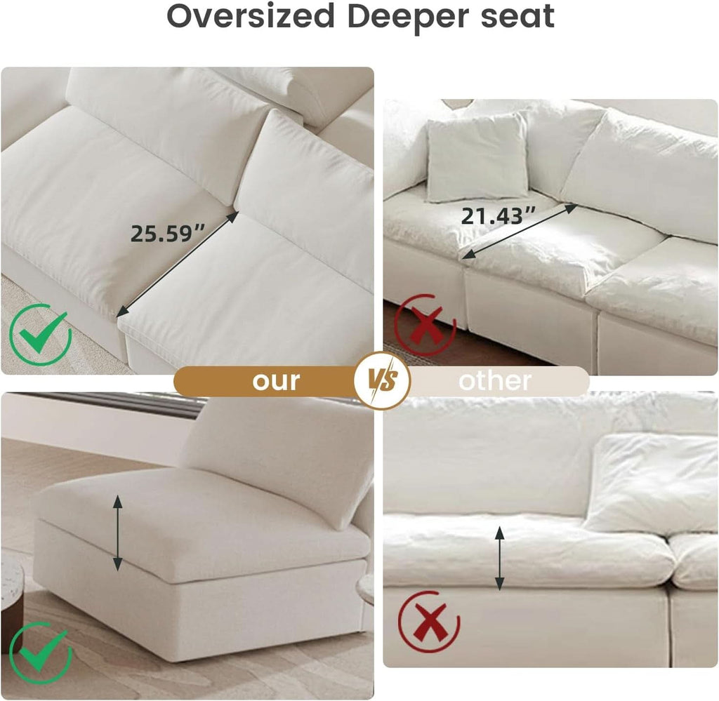 Modular Sectional Sofa with Storage Ottoman and Washable Covers