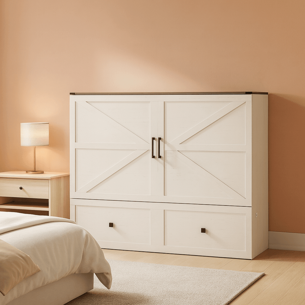 Queen Murphy Bed With Storage And Charging Station