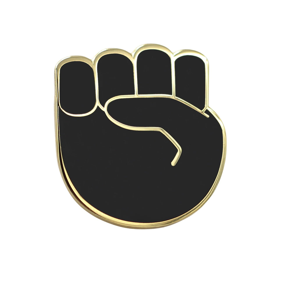 Raised Fist Emoji - Black &amp; Gold Enamel Pin