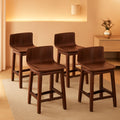 Walnut Swivel Bar Stools Set Of 4 Counter Height Kitchen
